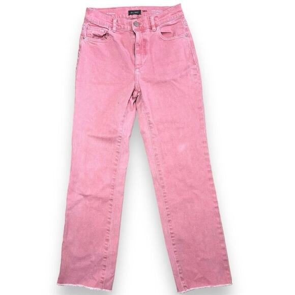 DL1961 Patti Straight High Rise Vintage Jeans PinkCropped Raw Hem - Picture 2 of 5